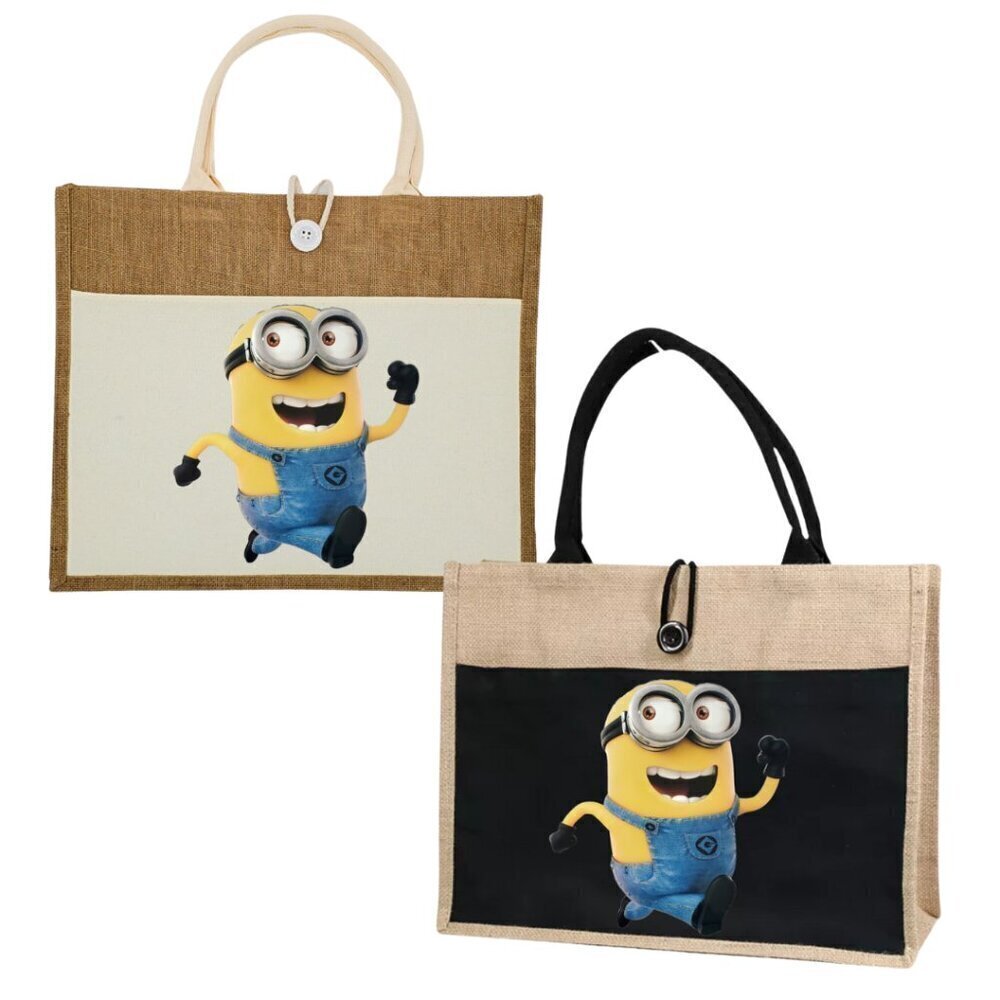 Custom Canvas Tote Bag, Large Size - Minion #1 - Cream Tote or Black Tote